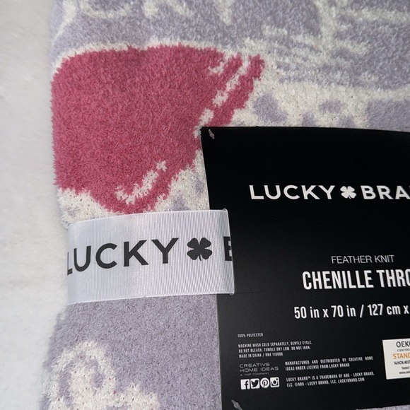 LUCKY BRAND Lavender Feather Knit Jacquard Throw - Picture 6 of 6